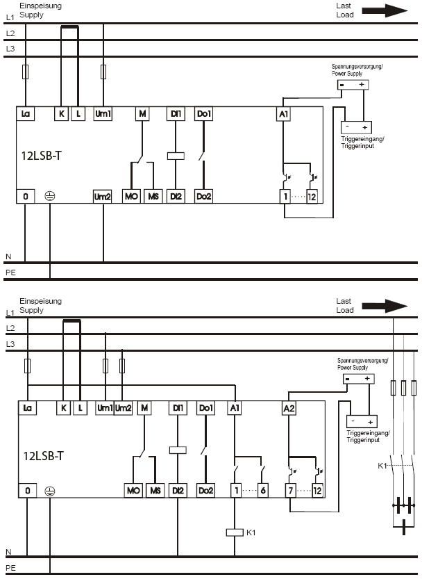 Схема подключения регулятора реактивной мощности VMtec 12LSB-T для тиристорных установок