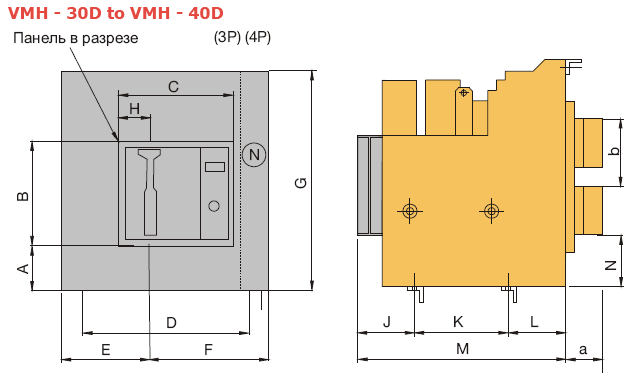 Габариты VMH - 30D и VMH - 40D