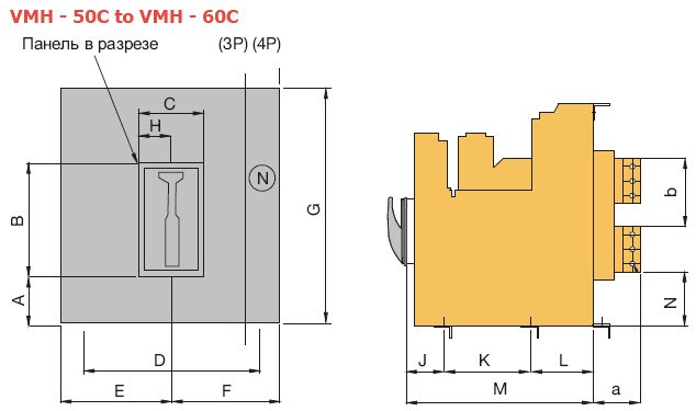 Габариты VMH - 50C и VMH - 60C